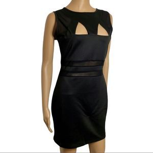 Little Black Cutout Dress with Sheer Panels